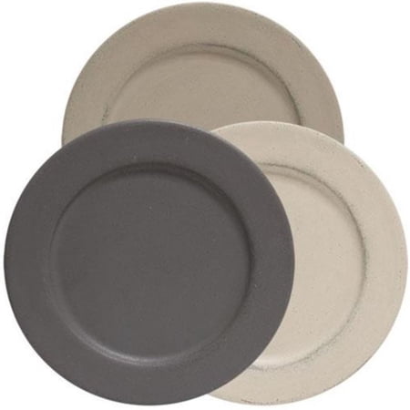 11" Stoneware Round Plate w/ Rim 3 Asstd.