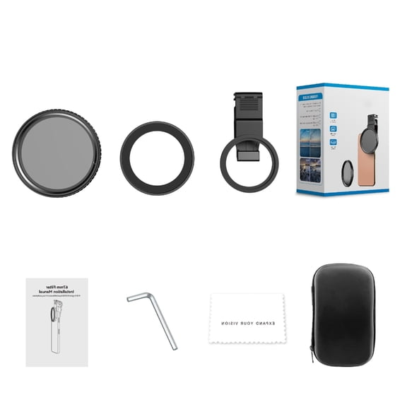 11 Stop Adjustable Neutral Density Filter for Phone 16 15 14 13 Phone Camera Lens ND Filters ND2-ND400 Filter with Clip