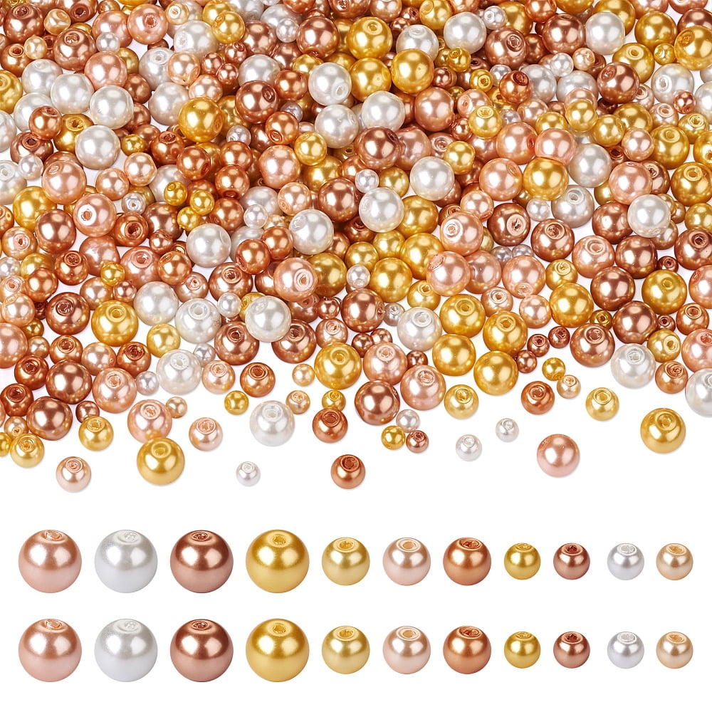 11 Strands 11 styles Baking Painted Pearlized Glass Pearl Round Bead Strands Mixed color 1strand/style