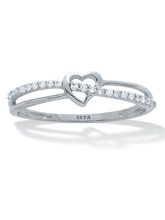 .11 TCW Diamond Sterling Silver Crossover Heart Ring