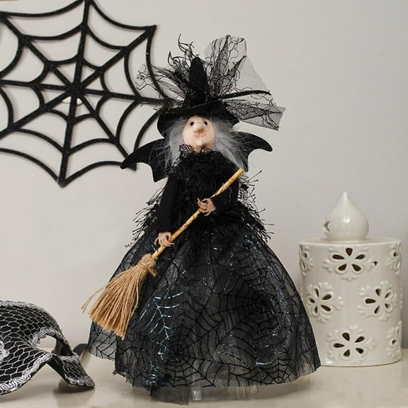 11" Tabletop Fabric Halloween Fall Harvest Witch Collectible Figure Figurine