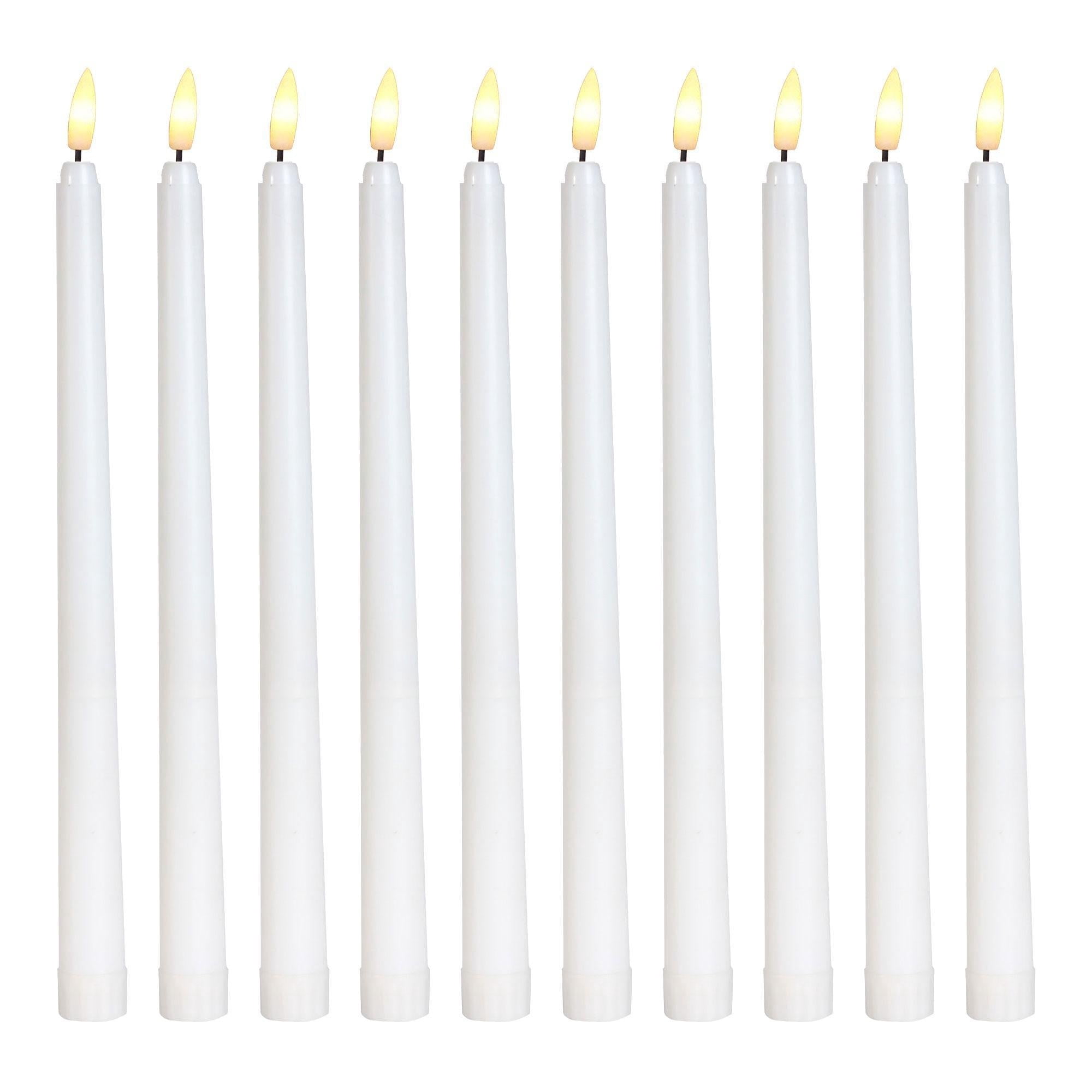 11" Taper Flameless LED Faux Candle Lights with 3D Wick, Battery Operated Flickering Tall Candlesticks for Christmas Home Wedding Decor
