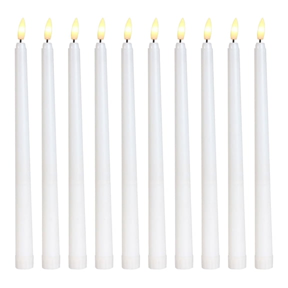 11" Taper Flameless LED Faux Candle Lights with 3D Wick, Battery Operated Flickering Tall Candlesticks for Christmas Home Wedding Decor