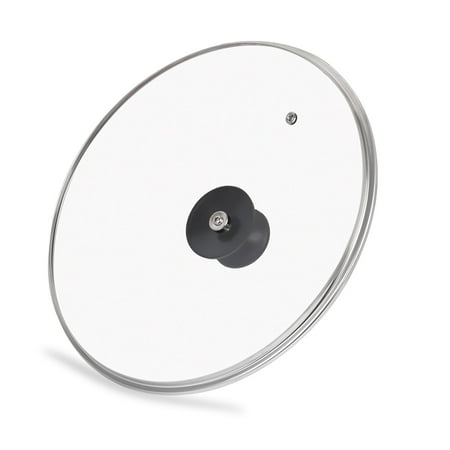 11" Tempered Glass Lid for Frying Pan Pot, Clatine Replacement Cover with Black Knob Stainless Steel Rim for 11 inch Cookware, Skillets, Cast Iron, Cast Alluminium Pans, 28CM