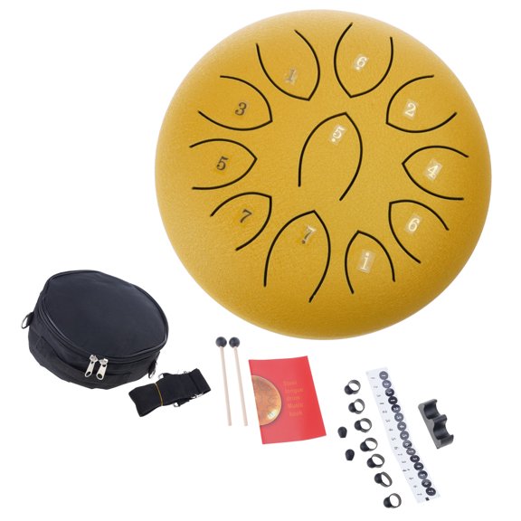 11 Tone Small Steel Tongue Drum Percussions Instrument Handpans Drum Ethereal Drum for Meditations Healing Concert