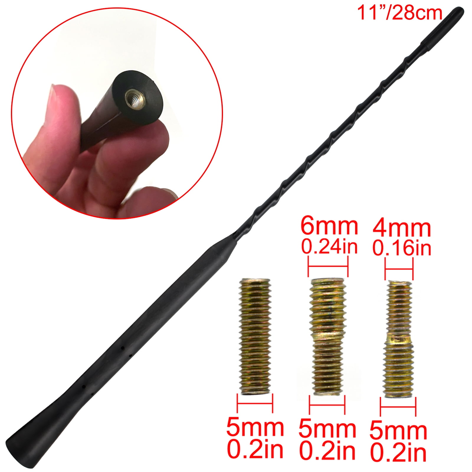 11” Universal Vehicle Roof Mount Rubber Antenna Mast Flexible Enhanced