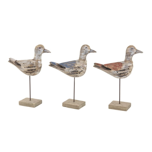 11"W, 14"H Brown Wood Bird Sculpture, by DecMode (3 Count)