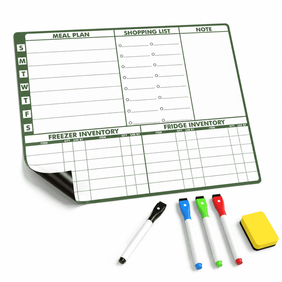 11"W x 14"H Meal Planner Magnetic Dry Erase Fridge Menu Board with Grocery List