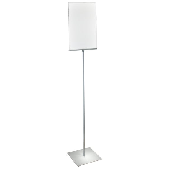 11"W x 17"H Pedestal Two-Sided Sign Holder Stand on Square Metal Base