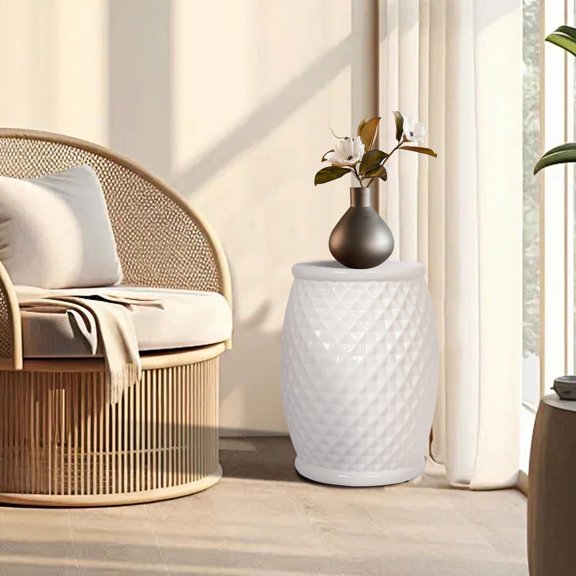 11" Width Ceramic - Square Lattice Pattern - Indoor/Outdoor Accent - Durable and Elegant