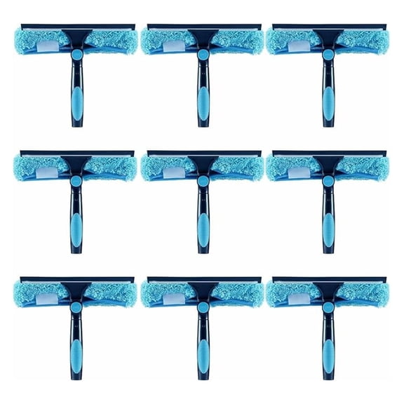 11" Window Squeegee & Microfiber Brush - 2-in-1 Cleaning Tool Attachment - 180 Rotation - Machine Washable - For Home, Car, & Furniture