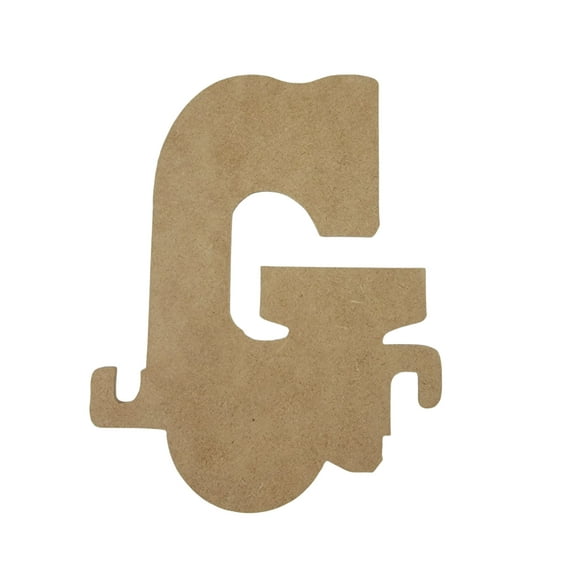 11" Wooden Letter G Unfinished, Train Font, Craft Cutout 1-8" Thick