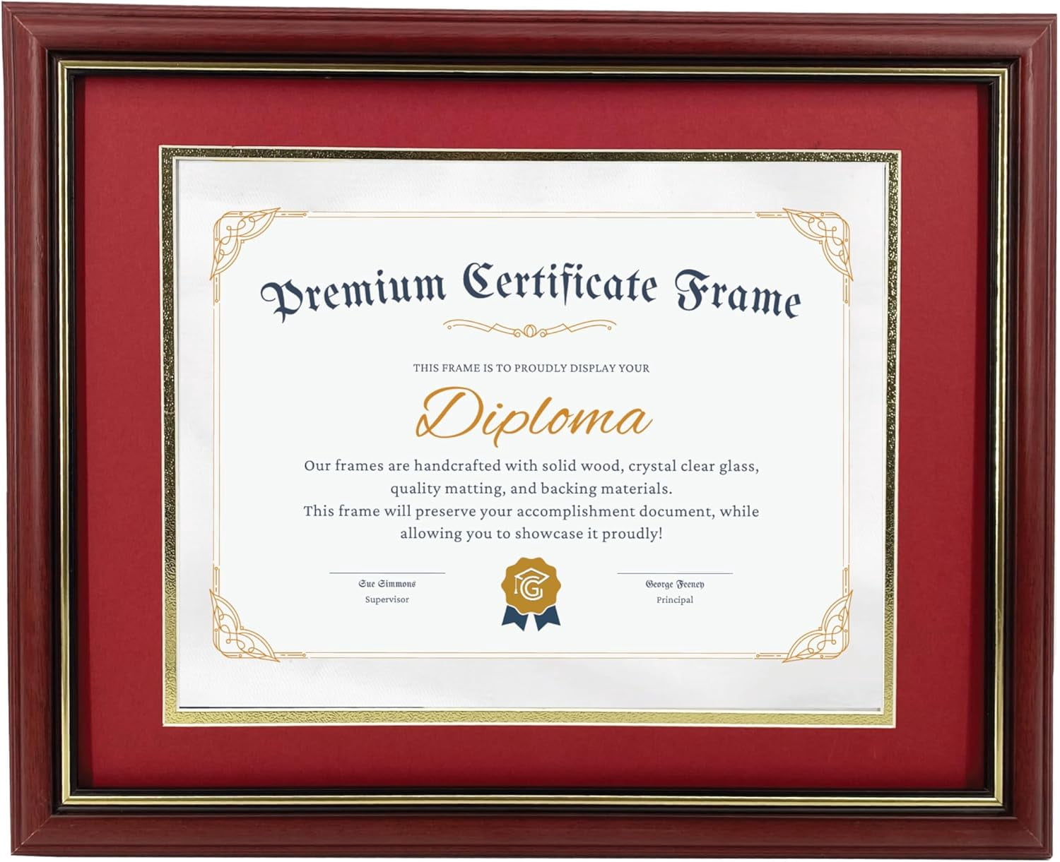 4-Pack Diploma & Certificate Frames – 8.5x11 Inch, Solid Wood & Glass, Modern Style, Brown