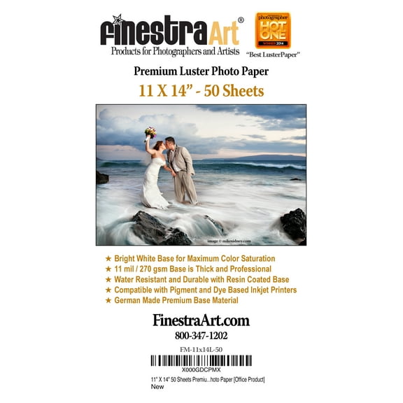 11" X 14" Premium Luster Inkjet Photo Paper - 50 Sheets