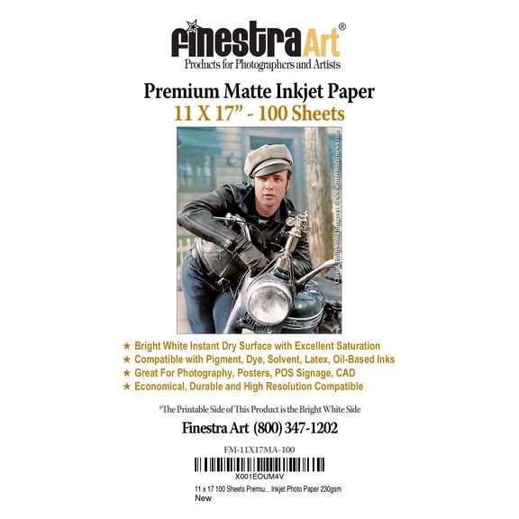 11" X 17" Premium Matte Bright White Inkjet Photo Paper - 100 Sheets