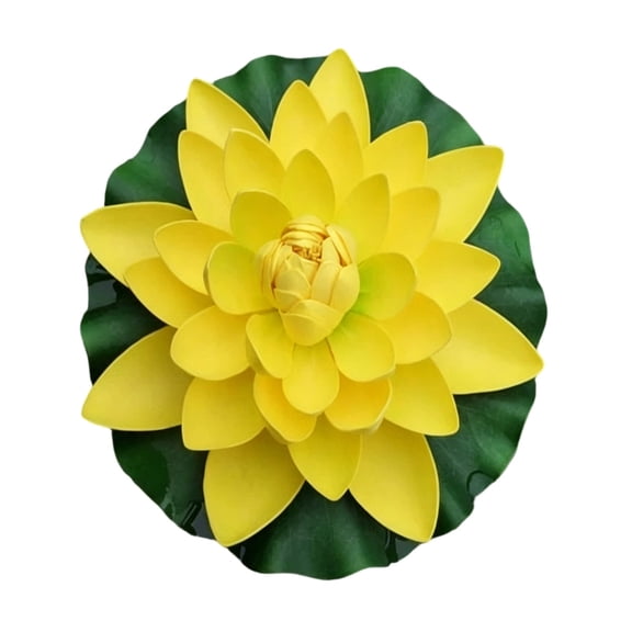 11" XLarge Realistic Floating Lotus with Lily Pad - Premium EVA Flowers for Pools, Ponds, Weddings, Summer Decor(Yellow)