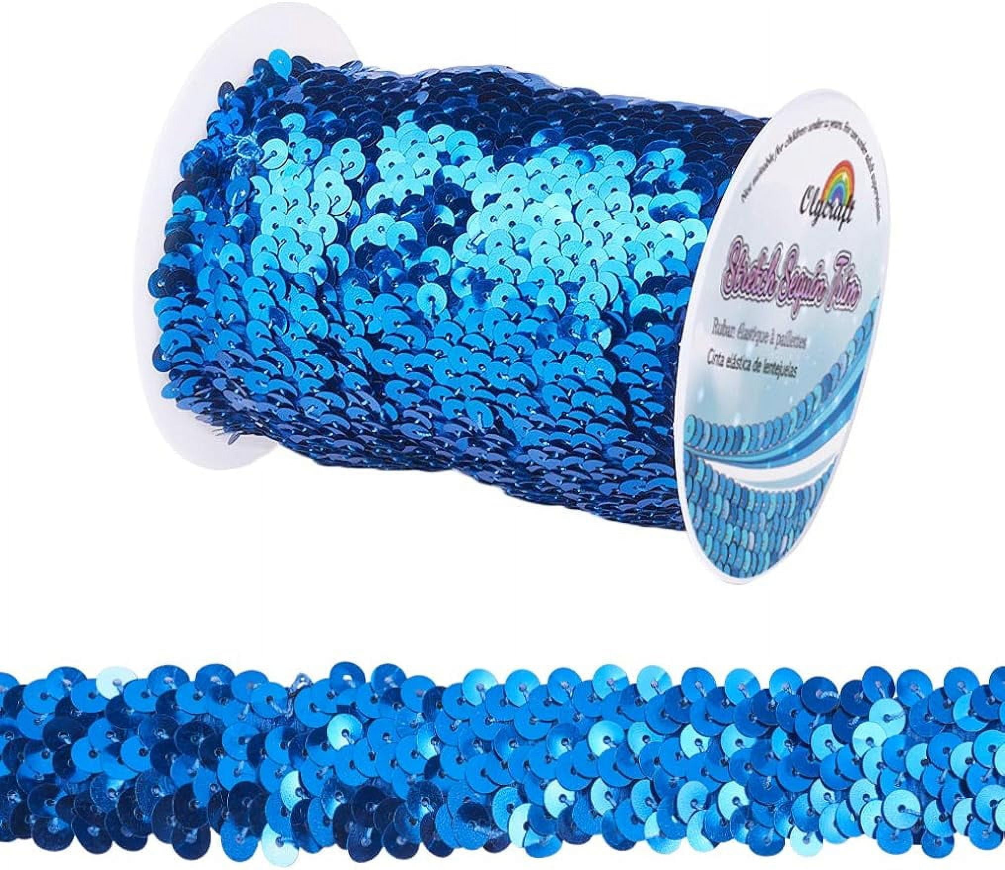 11-Yard 1 Inch Elastic Sequin Trim Metallic Blue Stretch Sequin Trim 3 ...