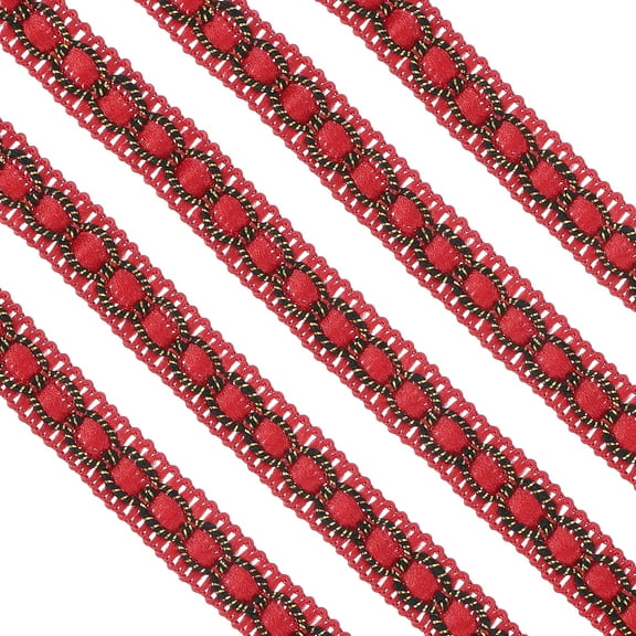 11 Yard Braid Trim, 0.7" Wide Braid Lace Ribbon Gimp Trim Strap for DIY Craft Sewing Accessories Costume Home Decorations, Bright Red