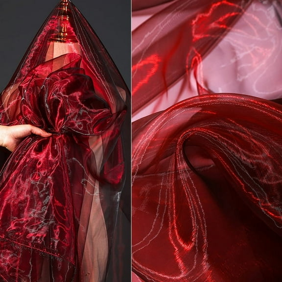 11 Yard Long 59-Inch Wide Sheer Iridescent Organza Fabric, Shinny Wedding Party Photography Scene Arrangement Decor, Perfect for Fairy Costume Voile Doll Clothes Sewing DIY