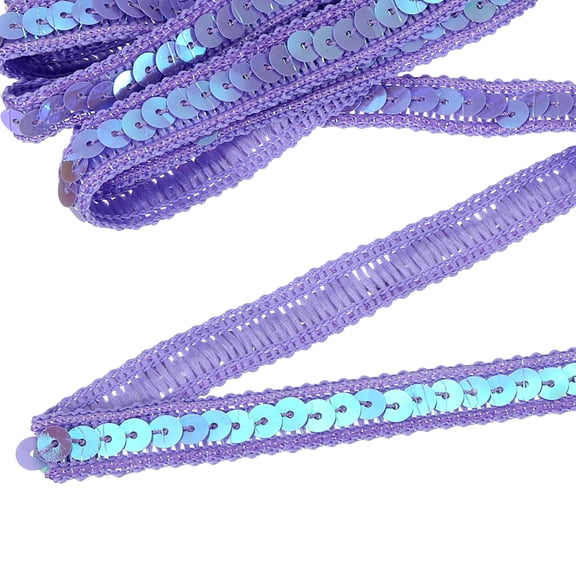 11 Yard Sequins Trim Ribbon 0.5 Inch Sequin Gimp Braid Trim Spangle Flat Sequins for Crafts Sewing Clothes Home Party Decoration, Light Purple