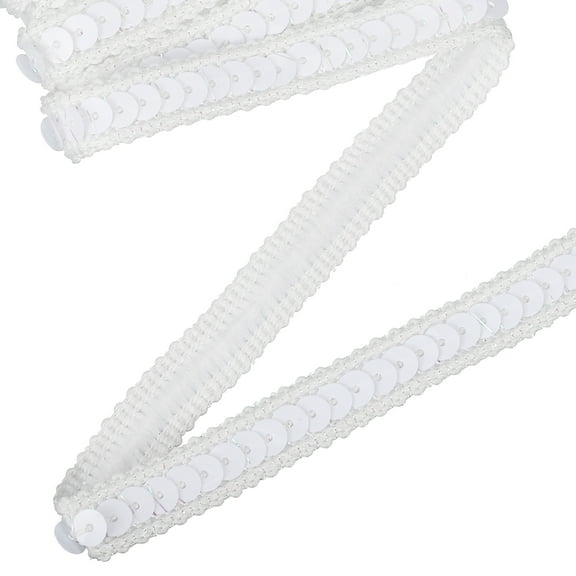 11 Yard Sequins Trim Ribbon 0.5 Inch Sequin Gimp Braid Trim Spangle Flat Sequins for Crafts Sewing Clothes Home Party Decoration, Pure White