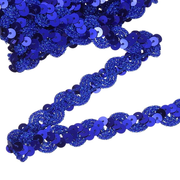 11 Yard Sequins Trim Ribbon 0.6 Inch Sequin Gimp Braid Trim Spangle Flat Sequins for Crafts Sewing Clothes Home Party Decoration, Dark Blue