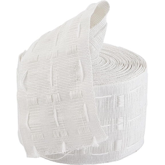 11 Yard x 3 Inch Wide Curtain Pleat Header Tape White Detachable 100% Polyester Curtain Heading Deep Pinch Tape Accessories Ribbons Pull for Window Treatments Making Pleated Curtains White