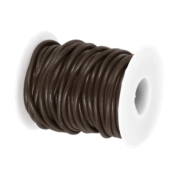 11 Yard x 3mm Round Leather Cord for Jewelry Making Leather String Lace Rope Spool, Dark Brown