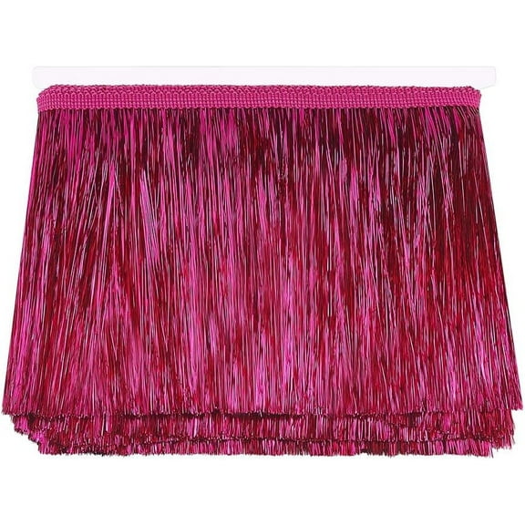 11 Yard x 5.9 inch Tinsel Fringe Trim Medium Violet Red Metallic Foil Fringe Garland Tinsel Streamer Tinsel Garland Dance Costume Fringe Trimming for Wedding Birthday Party Decoration Violet Red