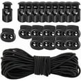 thumbnail image 1 of 11 Yards 3mm Elastic Cord with 20Pcs Spring Locks Black Stretch Drawstring Bungee Rope Round String Sing Double-Hole Plastic Toggles Stoppers Slider Ends Clamps for Sewing Shoelaces, 1 of 6