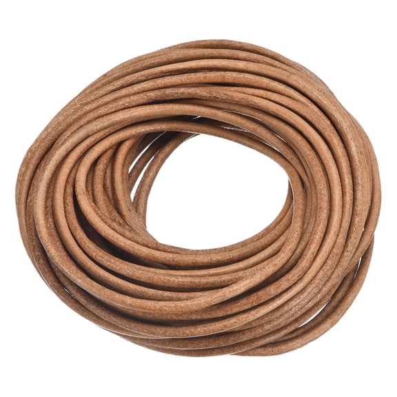 11 Yards 3mm Round Leather Cord Lacing Strings for DIY Crafts Pure Brown