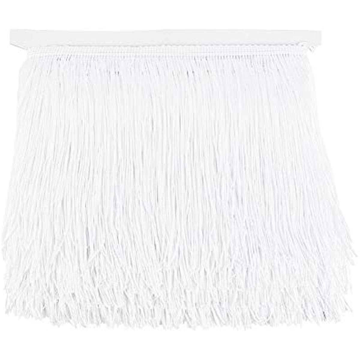 11 Yards of 6 Inch Fringe Trim Lace Tassel White Chainette Fringe Trim Ribbon for Latin Dance Dress DIY Clothing Embellishment Lamp Shade and Pillow Decorations