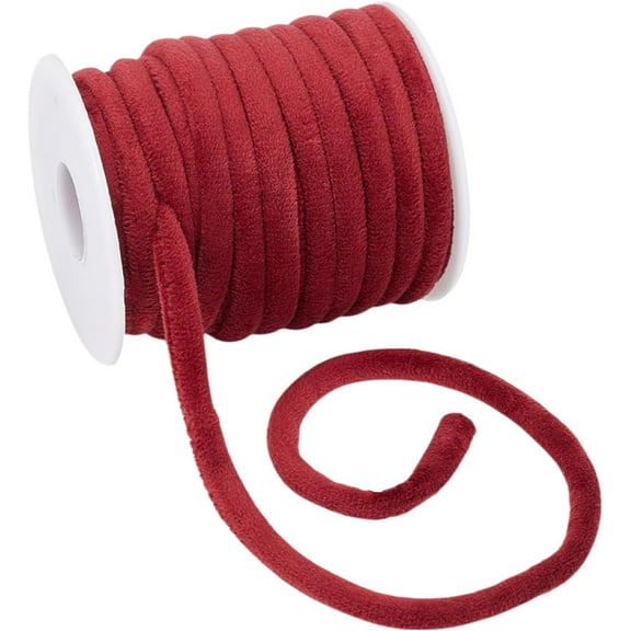 11 Yards 8mm Red Velvet Cord String Soft Velvet Ribbon Velvet Round Choker Cord Velvet Craft Thread Cord Trim with Spool for Necklace Jewelry Making Sewing Accessories Christmas Fibre