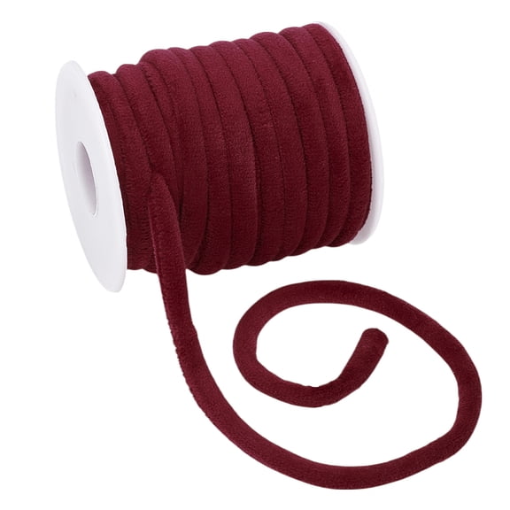 11 Yards 8mm Red Velvet Cord String Soft Velvet Ribbon Velvet Round Choker Cord Velvet Craft Thread Cord Trim with Spool