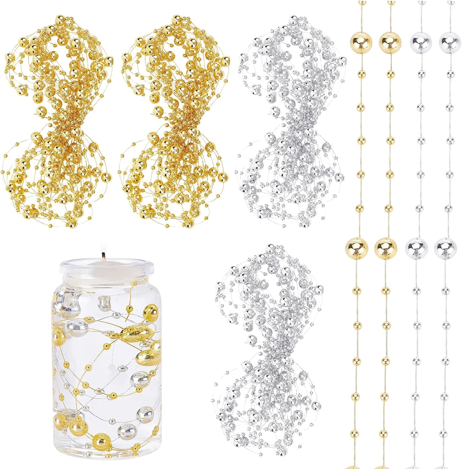 11 Yards Artificial Pearls Strings Beads Floating Candles Float Pearl ...