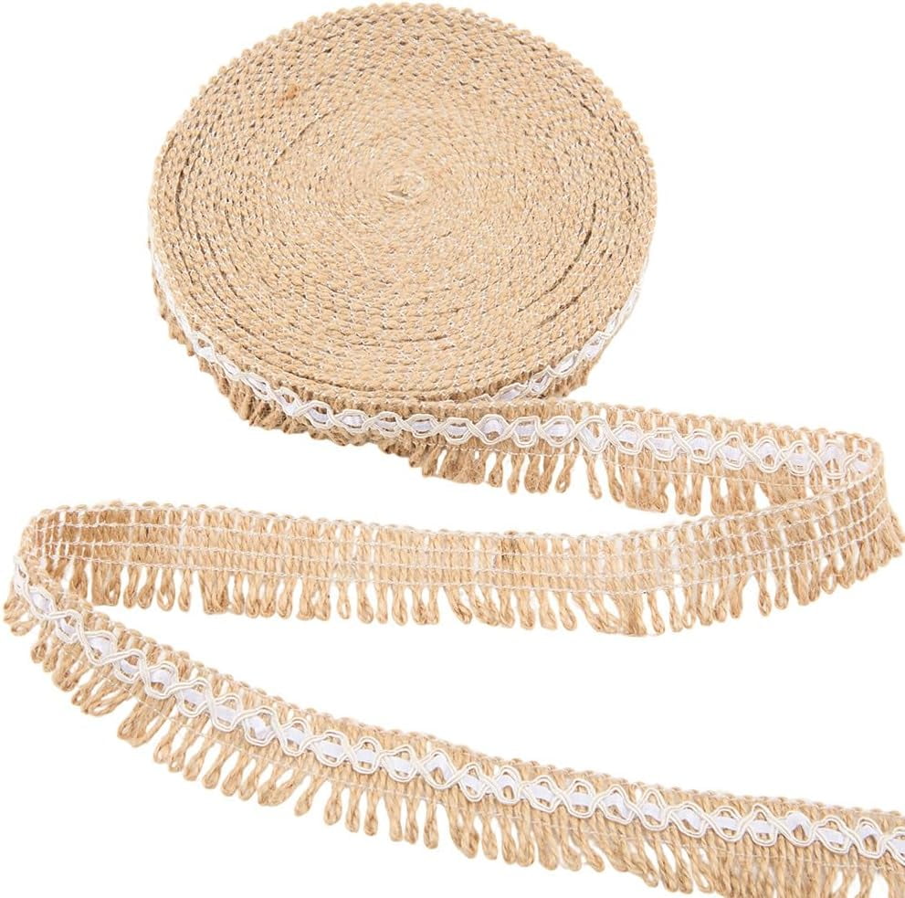 11 Yards Burlap Fringe Tassel Trim 1 Inch Wide Jute Burlywood Lace ...