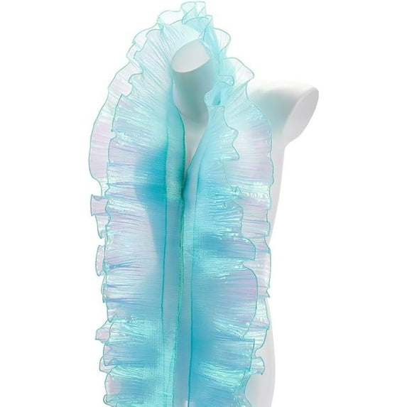 11 Yards Organza Ruffled Fabric Ruffle Retro Organza Fabric Trim Edge Gather Ruffle Trim for Applique Sewing Craft Dress Bag Costume Decor (Cyan) DIY