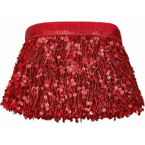 11 Yards Red Sequins Fringe Trim 6.69 Inch Sparkling Fringe Tassel Trimming Sequin Tassels Sewing Decoration