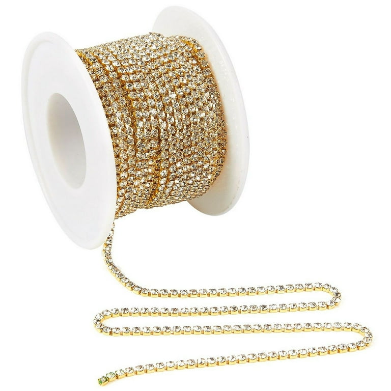 11 Yards Rhinestone Chain, Gold Trim String for DIY Jewelry Making, Crafts,  Shoe Charms (2mm Wide) : : Home
