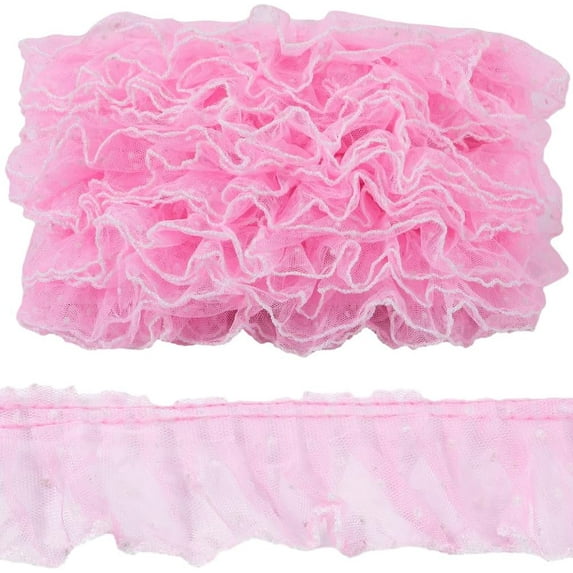 11 Yards Ruffled Lace Trim 2.4 Inch Wide Pleated Embroidered Organza Tulle Lace Edge Ribbon Wedding Bridal Dress Appliques Edging Trimmings