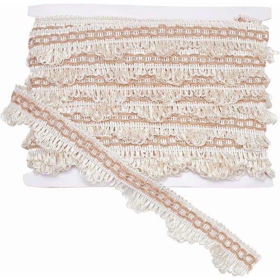 11 Yards White Braid Lace Trim 0.98~1.38inch Wide Lace Trims Sewing Fibre Trim Khaki String Decoration Fabric Trims Sewing for Curtain Sofa Clothes Pillow Tablecloth Lampshade Home Party White