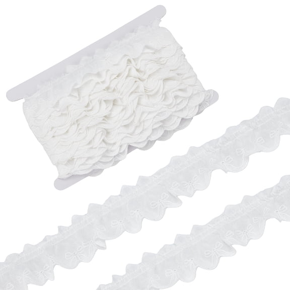 11 Yards White Cotton Eyelet Lace Trim 1-3/4 inch Ruffle Embroidery Lace Trim Sewing Floral Edge Ribbon