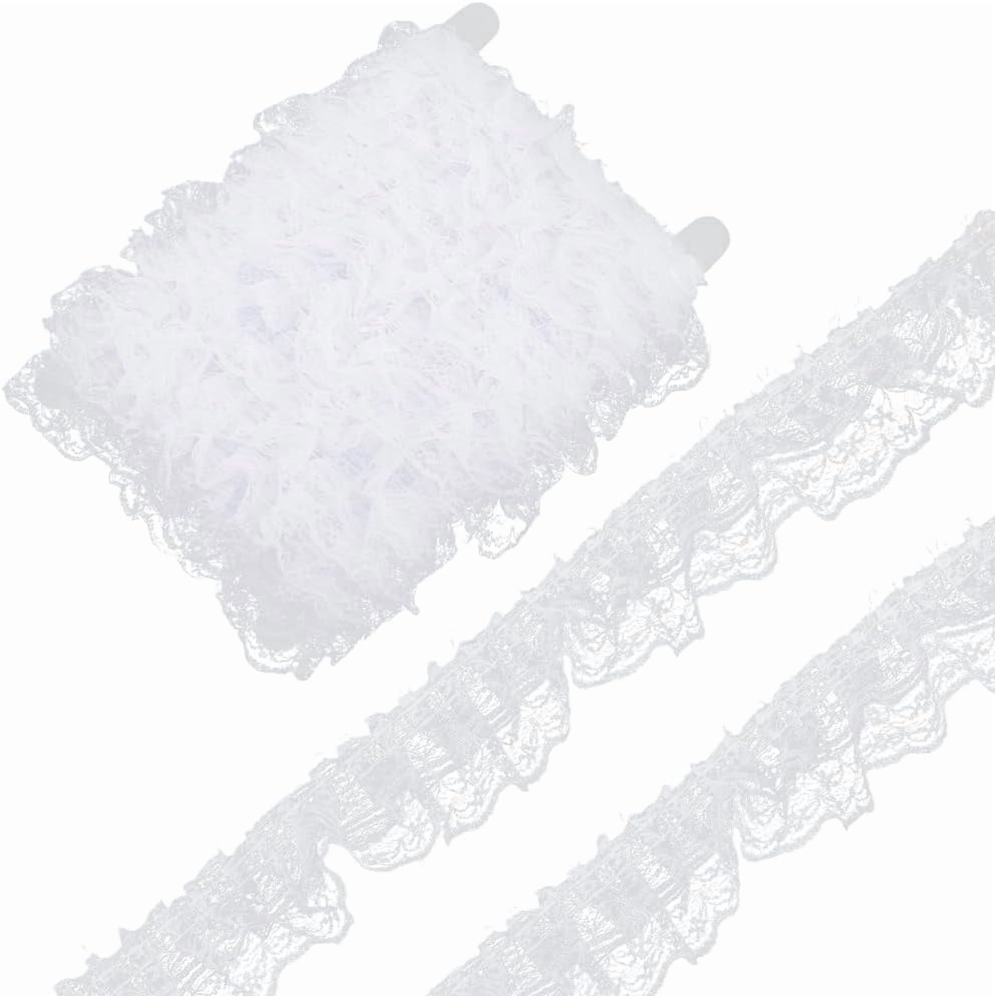 White Ruffle Edge 11 Yards White Ruffle Pleated Trim Ruffled Edge Lace Trimming Double ...
