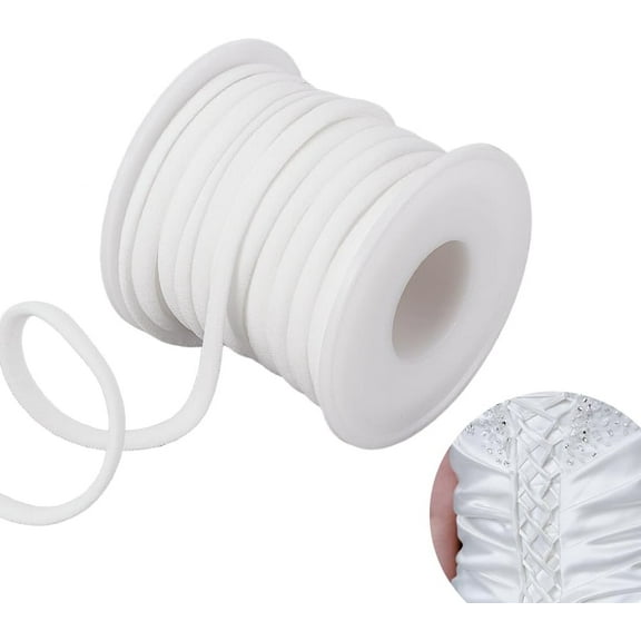 11 Yards Women's Tie Back for Wedding Bridal Gown 0.2 Inch Adjustable Lace up Dress Cord Back Corset Ribbon Replacement Extender Zipper Replacement for Prom Dresses White