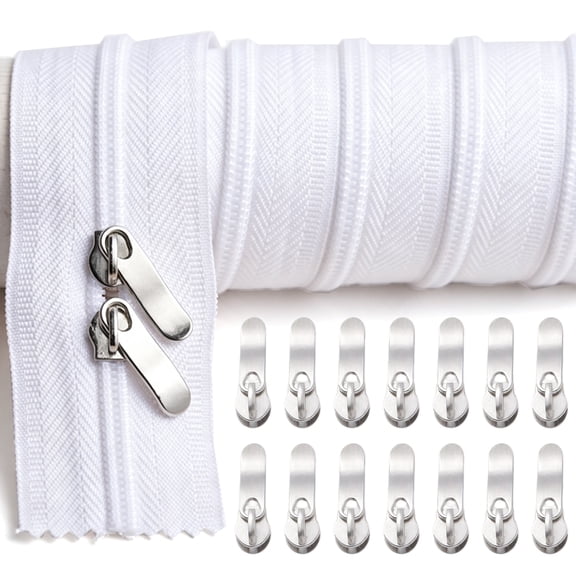 11 Yards Zippers by The Yard for Sewing, 3# White Sewing Zipper Tape Replacement t for Tote Bags and DIY Crafts