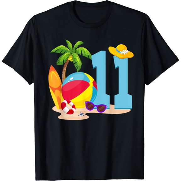 11 Year Old Beach Ball Pool Party Birthday Summer Vacation T-Shirt Unisex S-5XL Hot Trending Shirt, Vintage Birthday Gift