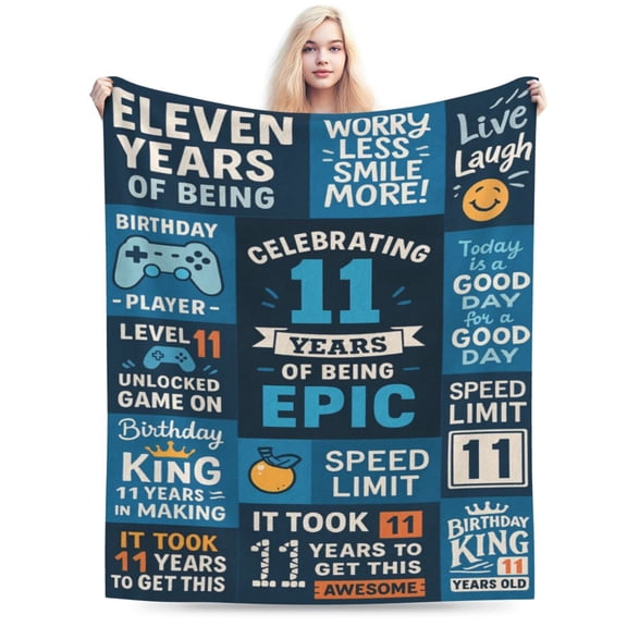 11 Year Old Boy Gifts Blanket , Birthday Gift for 11 Year Old Boy, 11th Birthday Decorations for Boys, 11th Birthday Boy Flannel Throw Blanket 50x40