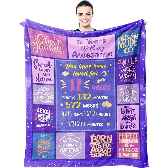 11 Year Old Girl Gift Ideas Blanket 60"X50" - Birthday Gifts for 11 Year Old Girls - 11 Year Old Girl Gifts - 11th Birthday Gifts for Girls - Best 11 Year Old Girl Gifts, Cool Decor for Party