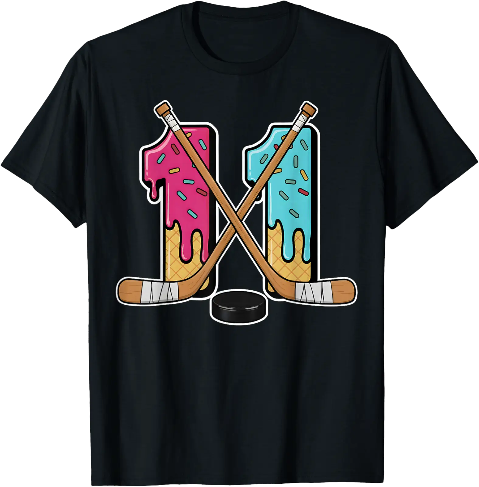 11 Year Old Hockey Ice Cream Drip Youth 11Th Birthday Boys T-Shirt All ...