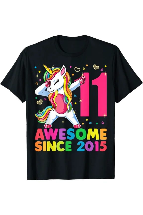 11 Years Old Unicorn Dabbing 11Th Birthday Girl Gift Party T-Shirt, Unisex T-Shirt
